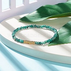 Natural Malaysia Jade(Dyed) Rondelle Beaded Stretch Bracelet with Brass&nbsp;BJEW-JB07967-01