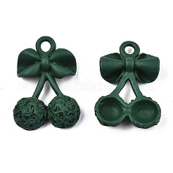 スプレープリント合金ペンダント  カドミウムフリー＆鉛フリー  桜の形の蝶結び  濃い緑  22.5x15.5x5.5mm  穴：2mm&nbsp;PALLOY-T075-116B-RS