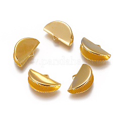 アイアン製カシメリボン止めエンドパーツ  ゴールドカラー  12.5x20mm  穴：2x3.5mm&nbsp;IFIN-WH0051-20G