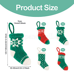 4Pcs 4 Styles Christmas Polyester Socks Pendant Decorations&nbsp;AJEW-TA0003-29A