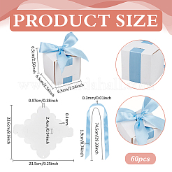 Square Paper Wedding Candy Storage Boxes with Ribbon&nbsp;LS-AJEW-WH0609-744D