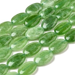 天然染めのマレーシアジェイドビーズ連売り  平らな楕円形  グリーン  18~18.5x12~13x4.5~5mm  穴：1mm  約22個/連  15.75''（40センチメートル）&nbsp;G-B137-A01-01J
