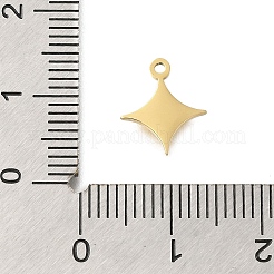 304ステンレススチールチャーム  レーザー切断  ゴールドカラー  スター  11x9.5x1mm  穴：1mm&nbsp;STAS-U027-10G-03