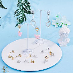 80Pcs 2 Colors 201 Stainless Steel Stud Earring Findings&nbsp;STAS-DC0011-33