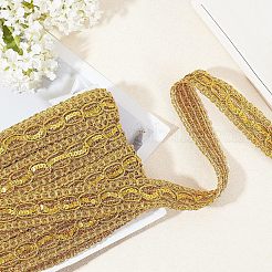 メタリック糸リボン  ジャカードリボン  服飾材料  スパンコール入り  ゴールデンロッド  1-1/8インチ（30mm）  約14.22ヤード（13m）/カード&nbsp;OCOR-WH0065-10B