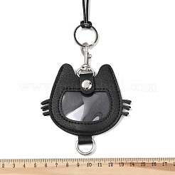合成皮革の猫型コインポーチペンダント、黒のワックスコードネックレス  亜鉛合金パーツ  プラチナ  ミックスカラー  19.88インチ（50.5cm）&nbsp;NJEW-Z099-01