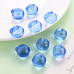 透明なアクリルパーツ  多面カット  3のdリンゴ  ブルー  17.5x19x18mm  穴：2mm  約151個/439g&nbsp;LS-TACR-T024-05B-940