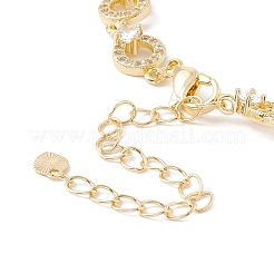 Clear Cubic Zirconia Open Ring Link Chains Bracelet&nbsp;BJEW-I301-13G
