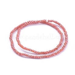 電気メッキガラスビーズセット  パール光沢メッキ  多面カット  ロンデル  サンゴ  2.5x1mm  穴：0.5mm  約185~190個/連  13インチ（33cm）&nbsp;GLAA-F079-PL11
