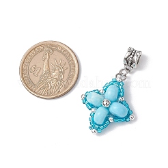 Dyed Synthetic Imperial Jasper & Glass Seed Beaded Star European Dangle Charms&nbsp;PALLOY-MZ00693-01