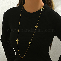 Stainless Steel Heart Link Chain Long Necklaces for Women&nbsp;DN5562