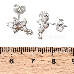 304ステンレススチールスタッドピアス金具  ヒトデ  カン付き  ステンレス鋼色  14x12mm  穴：1.2mm  ピン：0.8x10.5mm&nbsp;STAS-D391-03A-P