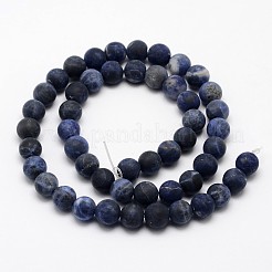 天然石ソーダライトビーズ連売り  艶消し  ラウンド  8mm  穴：1mm  約45~48個/連  14.5インチ&nbsp;G-D682-8mm