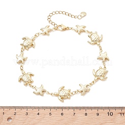 Summer Beach 304 Stainless Steel Turtle Starfish Link Chain Anklets for Women&nbsp;AJEW-AN00788