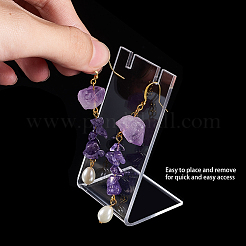 アクリルイヤリング/ネックレスディスプレイ  L型ジュエリーディスプレイ  透明  4.45x3.5x8.15cm&nbsp;EDIS-WH0005-03-WH