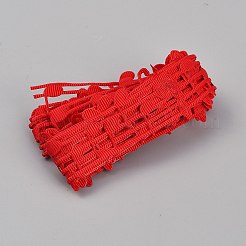 100ヤードのポリエステル音符レーストリム  衣服の装飾用  レッド  1-1/8インチ（28.5mm）&nbsp;OCOR-WH0100-41B