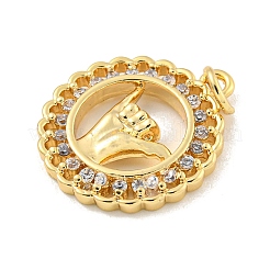 Brass Micro Pave Clear Cubic Zirconia Pendants&nbsp;LS-KK-U007-01G-08