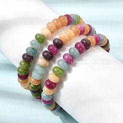 Dyed Natural White Jade Rainbow Rondelle Beaded Stretch Bracelets for Women&nbsp;GG-CBA3F02-04