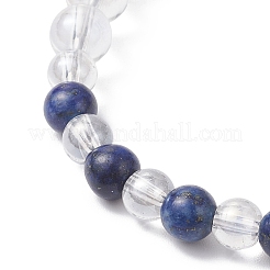 Glass & Natural Lapis Lazuli Beaded Stretch Bracelets for Women Men&nbsp;BJEW-JB12693-01