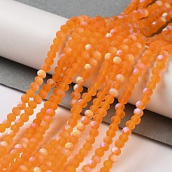 ジェイド風ガラスビーズ連売り  半分ABカラーメッキ  多面カット  艶消し  ロンデル  ダークオレンジ  3x2mm  穴：0.7mm  約135~140個/連  32~34cm&nbsp;EGLA-YW0003-19A-22