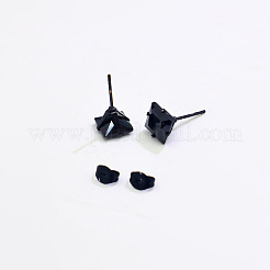 幾何学的な正方形の304ステンレススチール製スタッドピアス（女性用）  ブラック  7mm&nbsp;YP6314-1