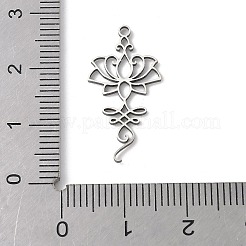 ステンレスペンダント201個  瞑想ヨガ蓮のチャーム  レーザー切断  ステンレス鋼色  24x12x1mm  穴：1.4mm&nbsp;STAS-K298-02P-1