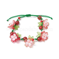 Floral Acrylic Beads Braided Bead Bracelets for Women&nbsp;BJEW-MZ00184-01