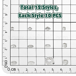 120個12スタイルアロイスペーサービーズ  混合図形  銀  3~10x3~10x2~5mm  穴：1.4~4.5mm  10個/スタイル&nbsp;FIND-PH0059-57