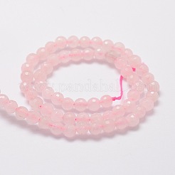 多面カットラウンド天然ローズクォーツビーズ連売り  8mm  穴：1mm  約50個/連  15.3インチ&nbsp;G-L437-12-8mm