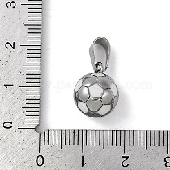 トレンディなネックレスの留め具 304 ステンレススチール フットボール/サッカーボールペンダント  ステンレス鋼色  ホワイト  15x11mm  穴：3x6mm&nbsp;STAS-L012-B01P-01