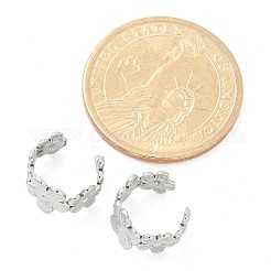 女性用304ステンレススチールフラワーカフイヤリング  プラチナ  12.5x8mm&nbsp;LS-EJEW-A118-03P