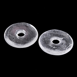 天然方解石で染めたペンダント  ドーナツ/円盤チャーム  ホワイト  40x5.5~6.5mm  穴：8mm&nbsp;G-B083-01A-04