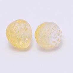 手作りランプワークビーズ  ハーフ穴  苺  きいろ  15x13mm  穴：1mm  ハーフ穴&nbsp;LAMP-CJC0004-01A