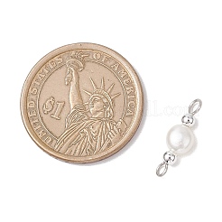 Natural Cultured Freshwater Pearl Potato & Round Electroplate Non-magnetic Synthetic Hematite Beaded Connector Charms&nbsp;PALLOY-JF04191-02