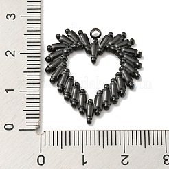 イオンプレーティング（IP）304ステンレスペンダント  ハートチャーム  ブラック  25x24x2mm  穴：1.8mm&nbsp;STAS-C079-16B