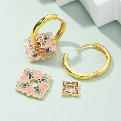 Brass Rhombus Hoop Earrings&nbsp;EJEW-R016-13G-03