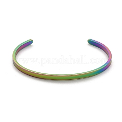 イオンプレーティング（IP）304ステンレススチール製女性用カフバングル  虹色  内径：2-1/2x2インチ（6.1~6.5x5.1cm）&nbsp;BJEW-K173-02MC
