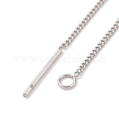 変色しない304ステンレススチールスタッドピアス金具  穴付き  アメリカンピアス  ステンレス鋼色  109x1x0.4mm  穴：1.7mm  ピン：0.7mm&nbsp;X-STAS-E161-07P