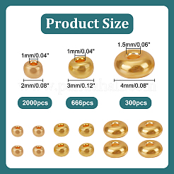 3スタイル 2966個入りガラスシードビーズ  メタリックカラースタイル  ラウンド  ゴールド  2~4mm  穴：1~1.5mm  約2966個/セット&nbsp;SEED-HY0001-18