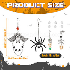 Hallowmas Alloy Enamel & Synthetic Turquoise Dangle & Stud Earring Sets&nbsp;EJEW-TA00709