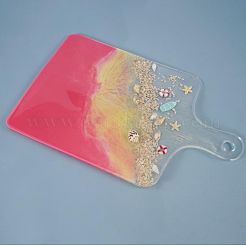 長方形ハンドルディナープレートシリコンモールド  レジンキャストトレー型  UVレジン用  エポキシ樹脂工芸品作り  ホワイト  338x215x14mm  穴：15mm  内径：327x203mm&nbsp;DIY-L021-54