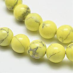天然石ハウライトビーズ  染め  ラウンド  きいろ  8mm  穴：1mm  約47個/連  15.5インチ&nbsp;G-G904-8mm-05
