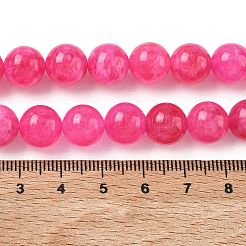 天然の天然翡翠ビーズ連売りを染めた  ラウンド  濃いピンク  10mm  穴：1.2mm  約19個/連  7.09インチ（18cm）&nbsp;G-G021-02C-24