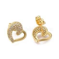 Brass Pave Clear Cubic Zirconia Stud Earrings&nbsp;EJEW-M088-09G