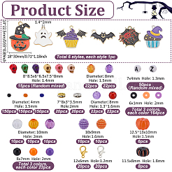 ハロウィンテーマのDIYファインディングキット  合成ターコイズ、鉄、アクリル、樹脂、ガラス、ポリマー粘土ビーズを含む  合金エナメルペンダントと留め金  ミックスカラー  12x6mm  穴：1.2mm&nbsp;DIY-PH0032-01