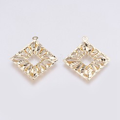 真鍮チャーム  長持ちメッキ  菱形  ニッケルフリー  18KGP本金メッキ  35.5x32x3mm  穴：1.8mm&nbsp;LS-KK-I622-04G-NF