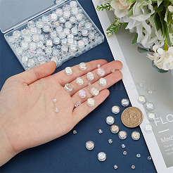 電気メッキガラスビーズ  番号付きのフラットラウンド  透明  4~10x4~4.5mm  穴：1~1.6mm&nbsp;GLAA-PH0003-64B