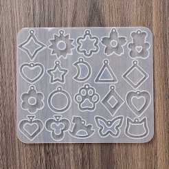 動物のイヤリングペンダント DIY シリコン型  レジン型  UVレジン用  エポキシ樹脂工芸品作り  透明  110x129x4mm  内径：19~28x13~26.5mm  穴：2mm&nbsp;DIY-Q033-04C
