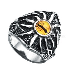 Hip-hop Style 201 Stainless Steel and Glass Finger Rings&nbsp;FS-WG99B6A-02