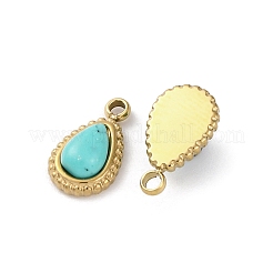 Real 14K Gold Plated Synthetic Turquoise Teardrop Charms&nbsp;STAS-R005-04G